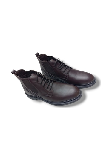 Growish Gr0259 Hakiki Deri Yüksek Yarım Bot Kaydırmaz Taban Erkek Bot Kahverengi