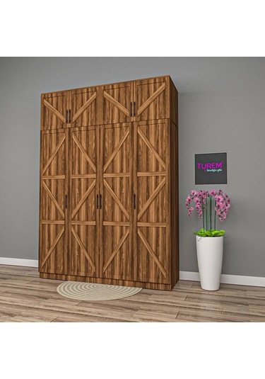 Quart 4 Kapılı Gardrop Mdf Sis Gri