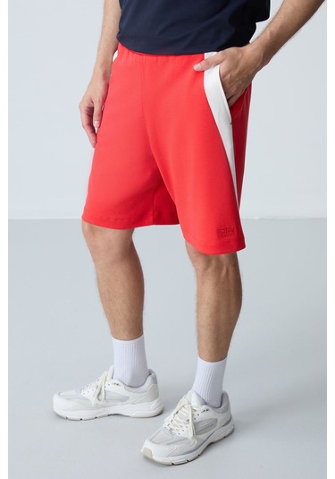 Tommy Life Fiesta Pamuklu Kalın Yumuşak Dokulu Standart Fit Basic Erkek Şort - 81280 Kırmızı