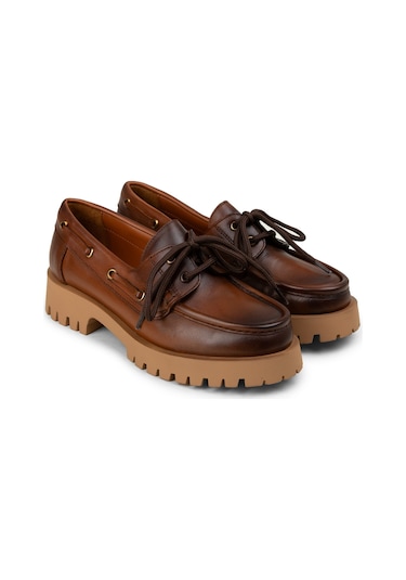 Deery Kadın Hakiki Deri Taba Renk Marin Loafer - 02036ztbac02