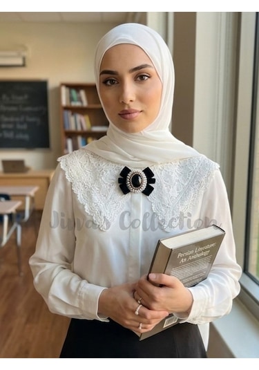 Prestij Serisi El Yapımı Siyah Taşlı Kadife Broş. Özel Tasarım
