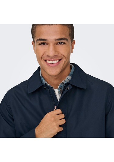 Only&sons Hall Coat Erkek Lacivert Klasik Yaka Kaban Lacivert