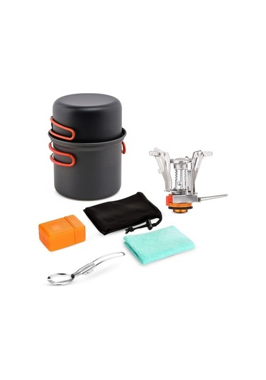 Createtech Yürüyüşü, Tencereleri, Spork Sırt Seyahat Seti Pişirme Pikniği Ocaklı Mutfak Mekan Katlanabilir Kamp, Kamp Kamp İle İle İçin İçin Gümüş Eşyası Dış Dağ Çantası Bez, Ot Gümüş