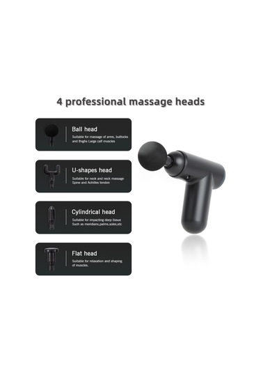 Samdoo Mini Fasya Silahı: 6 Hız Ayarı, 4 Masaj Ucu, Dahili Li-pol Batarya İle Ev Ve Dışarıda Kas Gerginliği Alıcı - Gri Çok Renkli