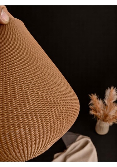 Amberis Keten Dokuma Görünümlü Modern Sarkıt Avize Rustik Ampul Hediyeli Kahverengi