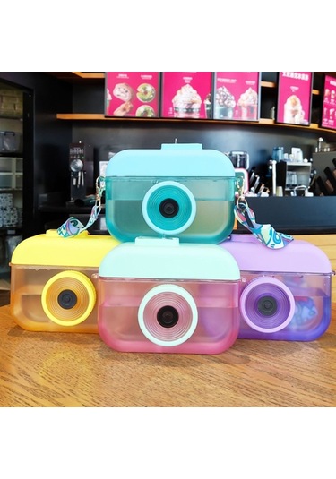 Kamera Plastik Kupa Çocuklar Suyu Kupası Seyahat Boş Zamanlı Su Kupası Pembe