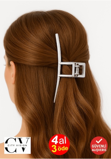 Gümüş Renk Yay Model Metal Mandal Saç Tokası 11 Cm Şık Ve Dayanıklı Tasarım Gümüş