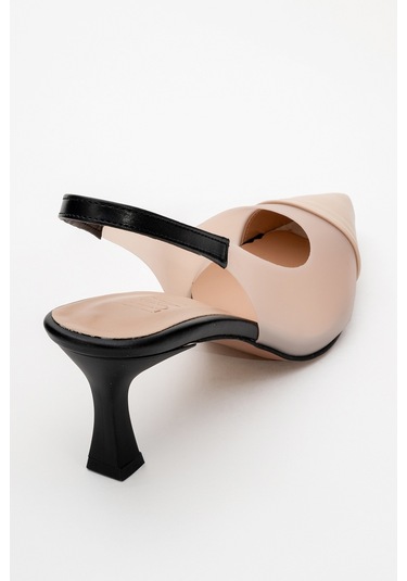 Moore Ten Siyah Şeffaf Arkası Açık Sivri Burun Kadın Topuklu Ayakkabı Siyah - Ten