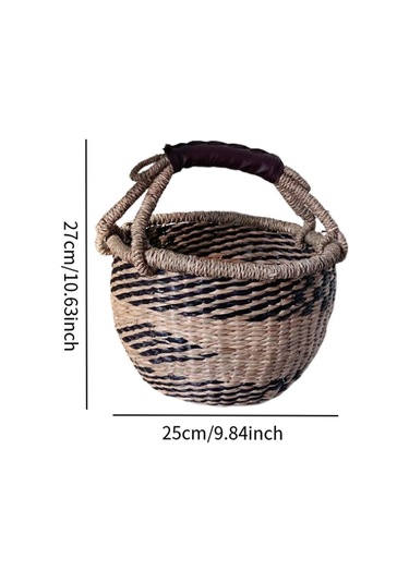 Homyl El Dokuması Piknik Sepeti Açık Seyahat Pazarı Için Siyah