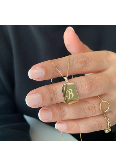 Simurg Jewellery 14 Ayar Altın Harfli Plaka Kolye