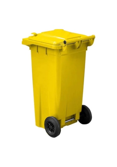 3 Adet Sari Plastik Çöp Konteyneri 120 Lt Isıya Karşı Dayanıklı F Sarı