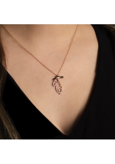 İndigo Takı Lava Kuyruklu Kedi Rose Gümüş Kolye