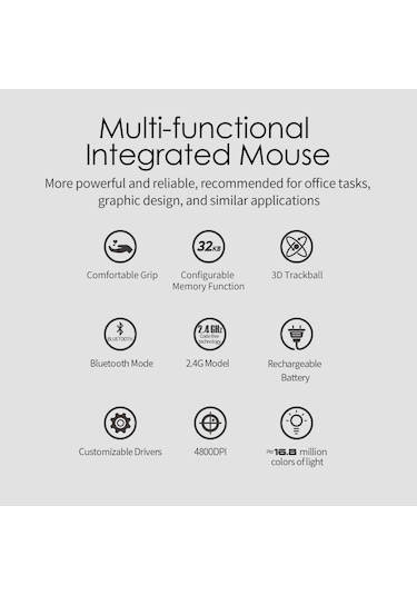 Zelotes F-33 Trackball 2d3d Profesyonel Bluetooth Kablosuz Mouse