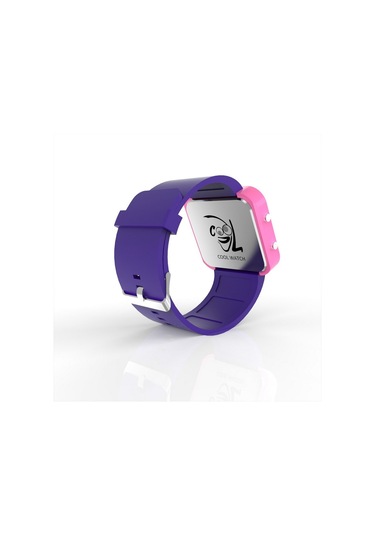 Cool Watch Saat - Pembe Led Kasa - Mor Kayış Unisex