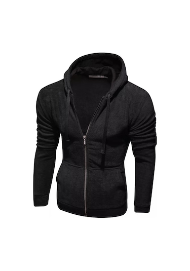 Envy Lab Fermuarlı Polar Kapüşonlu Sweatshirt 173721724 Siyah