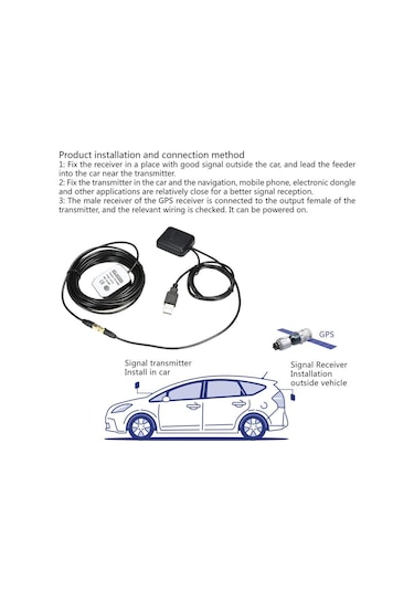 Dofolink Araç Gps Sinyal Güçlendirici, Çift Lna İki Aşamalı, 30dbı Kazanç, Usb/sma Arayüzlü, 6m Anten, Hızlı Konumlandırma