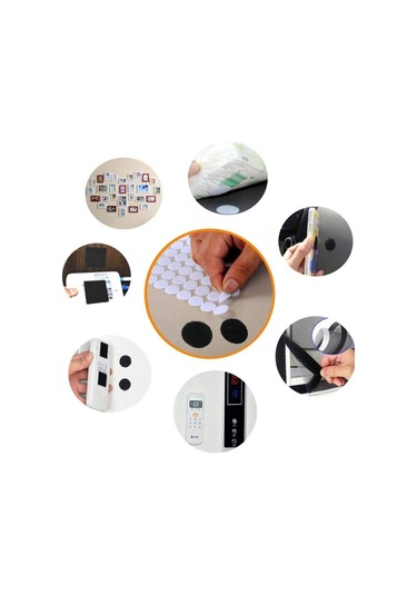 Arkası Yapışkanlı Yuvarlak Cırt Cırtlı Bant. Cırt Bant 1 Cm Genişlik-100 Çift-Beyaz