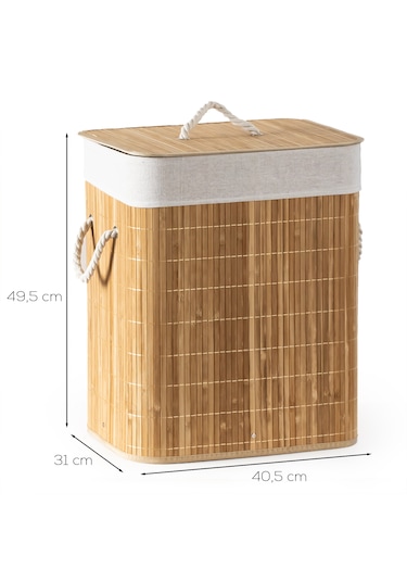 Porsima Pbt-053 Kapaklı Kirli Çamaşır Sepeti Dikdörtgen - Bambu Kirli Çamaşır Sepeti Bambu