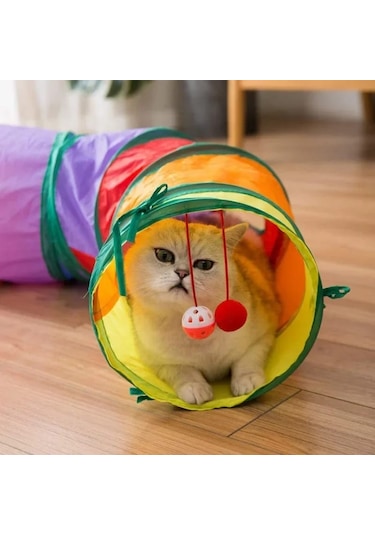 Tineke Kıvrımlı Kedi Tüneli Katlanır Gökkuşağı Uzun Kedi Köpek Oyuncağı