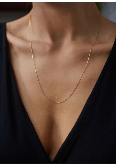 Gold Renk 60 Cm Unisex Çelik Ince Italyan Zincir Kolye Çelik