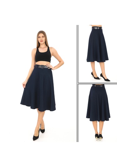 Soralline Kadın Etek Kışlık Kloş 780 Lacivert