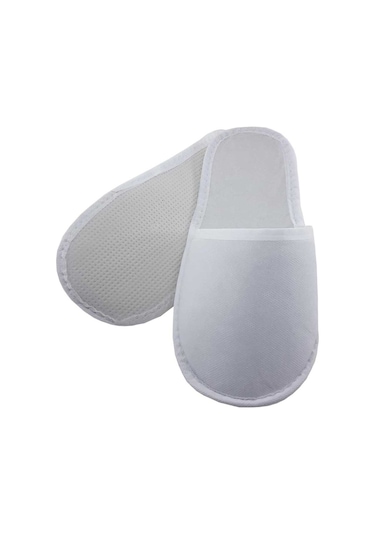 100 Çift Biyeli Astarlı Kalın Taban Beyaz Tela Otel Terliği Tek Kullanımlık Kullan At Beyaz