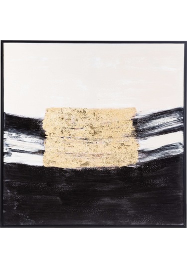 Golden Abstract Çerçeveli Yağlı Boya 100x100cm