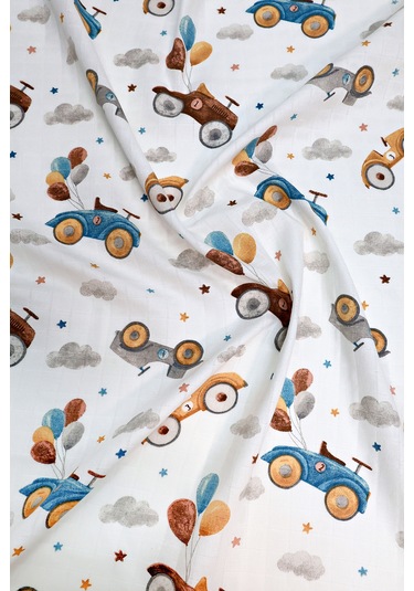 Minicik Uçan Arabalar Müslin Örtü Tekli 115x115