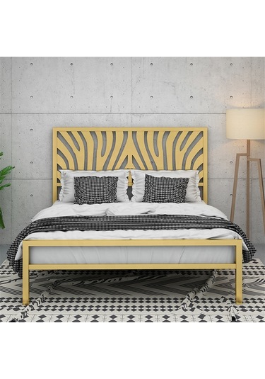 Lazer Kesim Çift Kişilik Metal Karyola