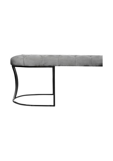Viego Siyah Bench Puf Açık Gri