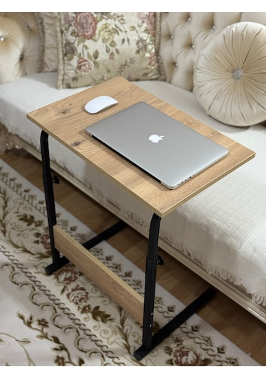 Metal Ayaklı Yükseklik Ayarlı Laptop Sehpası Kahvaltı Masası Çalı Ceviz