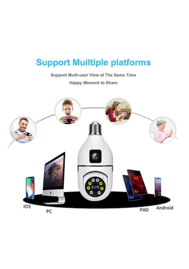 4mp Çift Lens Wifi Kablosuz Hareketli Sesli Ampul Kamera