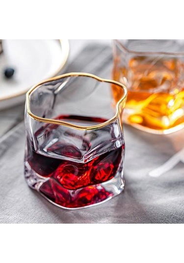 250 Ml Viski Brandy Vodka Bar Kulübü Bira Şarap Şeffaf Kristal Isıya Dayanıklı Cam Bar Hediyeler Bira Steins Altın