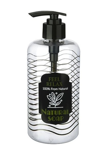 Şeffaf Sıvı Sabunluk Yuvarlak Plastik Pompalı 500 Ml Beyaz