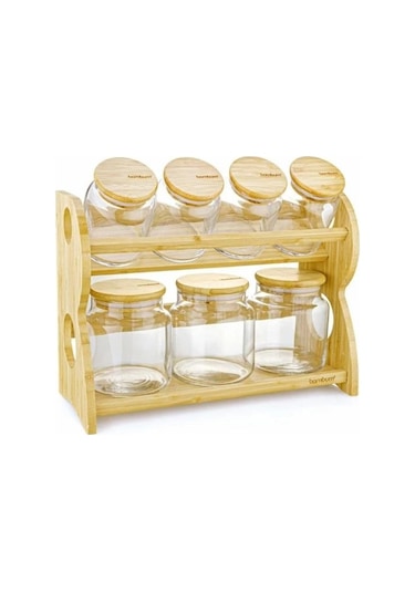 Bambum Bench 8 Parça2 Katlı Baharat Seti Yatay B4633 Şeffaf