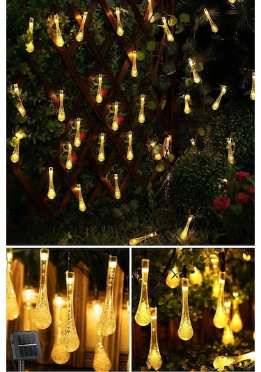 Technojet Solar 30 Ledli Su Damlası Model Sarı Renkli Güneş Enerj Sarı