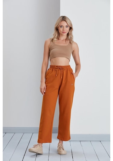 Basic Model Bol Paça 2 İplik Eşofman Altı Camel-camel Camel