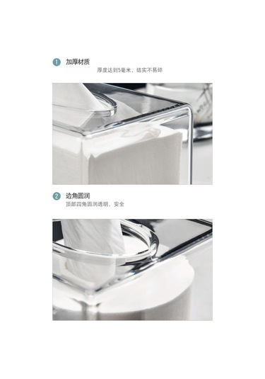 Teltree Şeffaf Akrilik Peçete Kutusu - Mutfak, Banyo Ve Masaüstü İçin Dayanıklı Saklama Kutusu 22x12x9 Cm Şeffaf