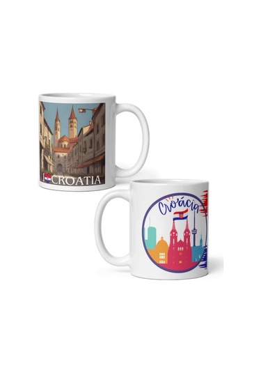 Hırvatistan Kupa Bardak 2 Adet Seyahat Hatıra Croatia Mug