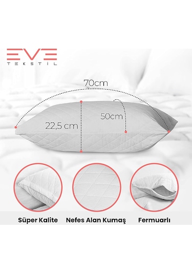 Eve Tekstil Diamond Kalite Kapitone Yastık  2 Adet 50 x 70 CM 800 G