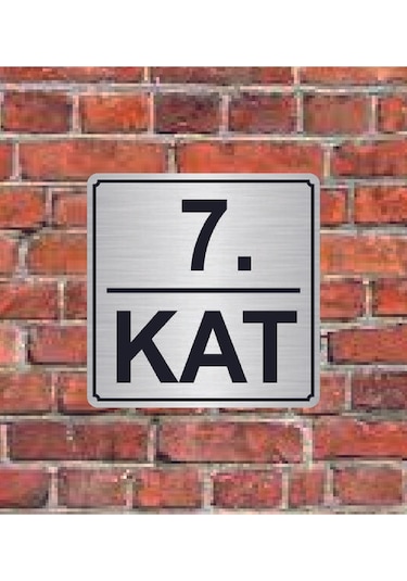 7. Kat Yazılı Metal Yönlendirme Levhası 15x15 Cm