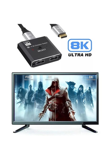 Alfais 4284 8k Displayport Kumandalı Çift Yönlü Çoklayıcı Switch