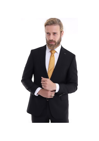 Presto Erkek Takım Elbise Regüle Fit 6 Drop Siyah 572-001 Siyah