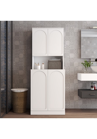 Lyon Çamaşır Makinesi Dolabı V101 - Beyaz Beyaz