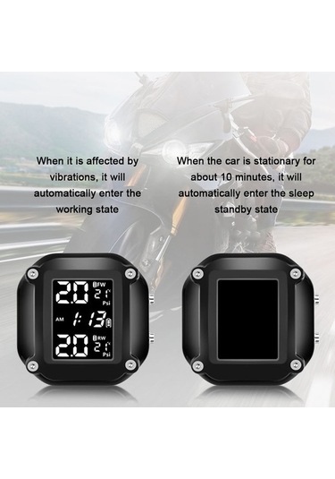 Hallow-motosiklet Lastik Basıncı Monitör Dedektörü Taşınabilir K17409 Siyah