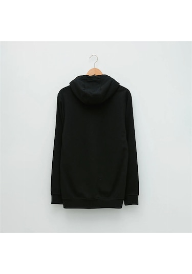 Şans Temalı Özel Tasarım Baskılı Kapüşonlu Sweatshirt Siyah