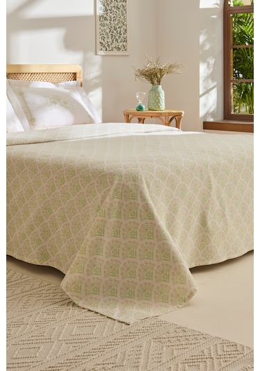 Kaşmir Home Daisy %100 Pamuk Çift Kişilik Pike Takımı Somon Somon