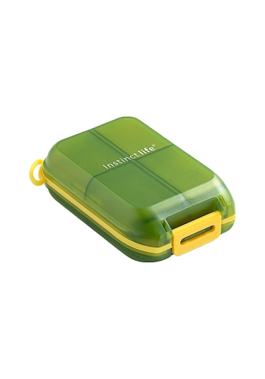 Yeiuyi7 Çift Katmanlı 6 Bölme Taşınabilir Şeffaf Hap Saklama Kutusu Yeşil