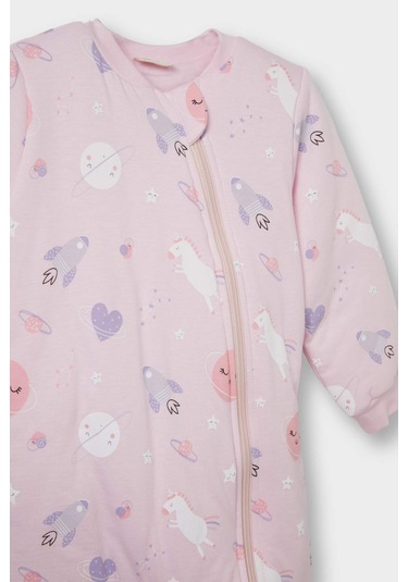 Defacto Kız Bebek 1,6 Tog Elyaf Desenli Fermuarlı Uzun Kollu Tulum F3565a525wnpn633 Pembe