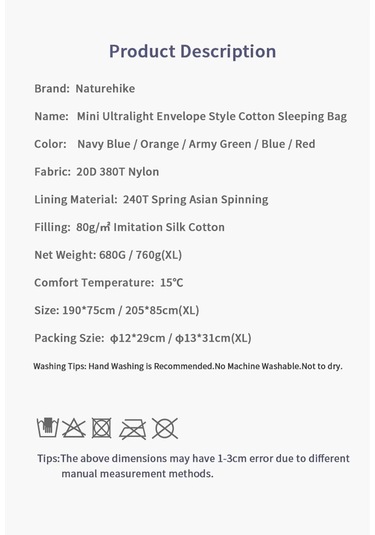 Naturehike Lw180 Mini Uyku Tulumu Blue - Left - M Çok Renkli